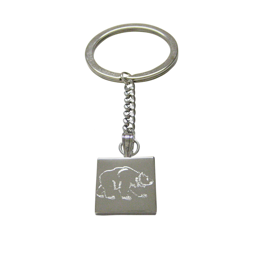 Silver Toned Etched Bear Keychain - image 1
